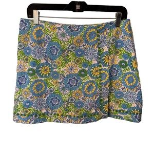 Lilly Pulitzer Women’s Floral Skort With embroidered Trim Side Zip Size 8